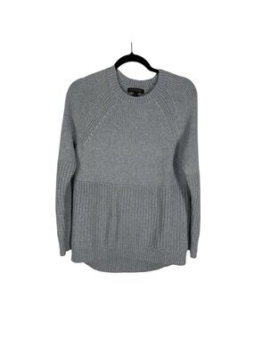 Banana Republic M Light Blue Metallic Italian Yarn Wool Blend High Low Sweater